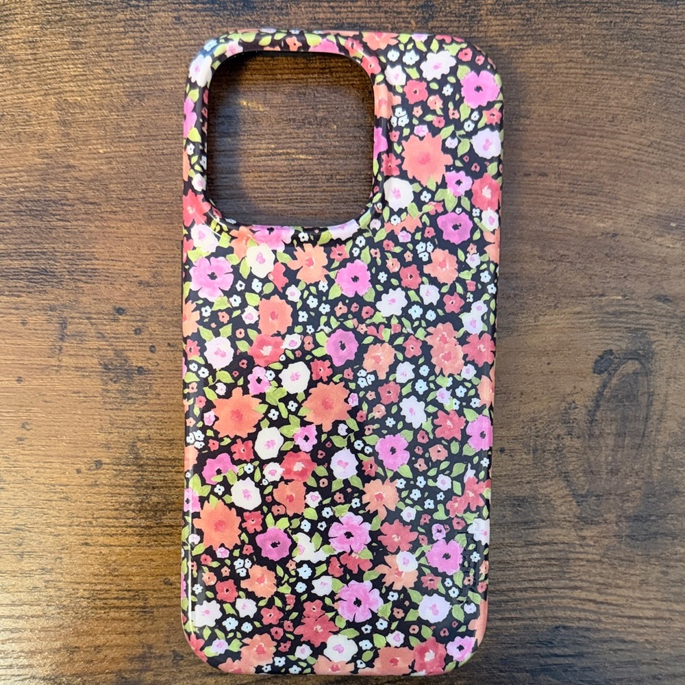 Floral Pattern Phone Case - Pink and Black